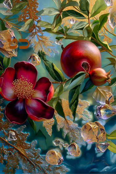 Pomegranate Sun. Leo’s Ruby 数字艺术 标题为“Pomegranate Sun. Le…” 由Asnat Unnger, 原创艺术品, 数字油画