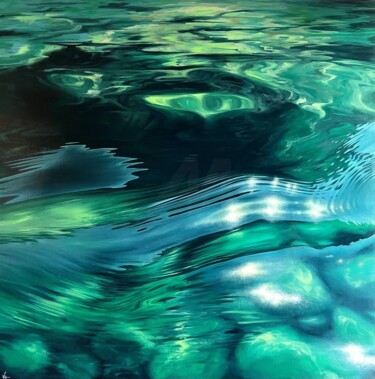 绘画 标题为“Crystal waves” 由Valeria Ocean, 原创艺术品, 油 安装在木质担架架上