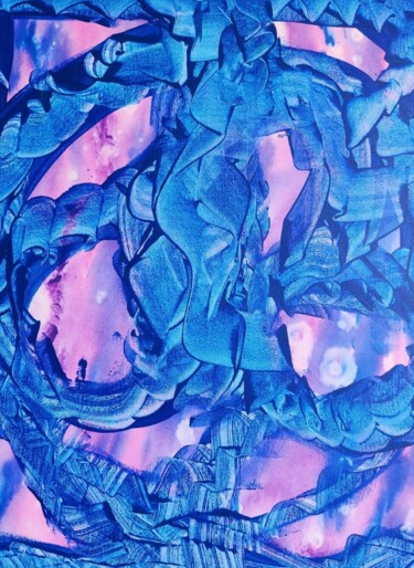 Peinture intitulée "Indigo Reverie" par Christine Meeks, Œuvre d'art originale, Acrylique Monté sur Châssis en bois