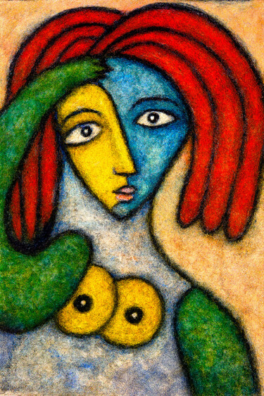 Digital Arts titled "La rasta étonnée" by Pacôme Coquet, Original Artwork, AI generated image Mounted on Aluminium