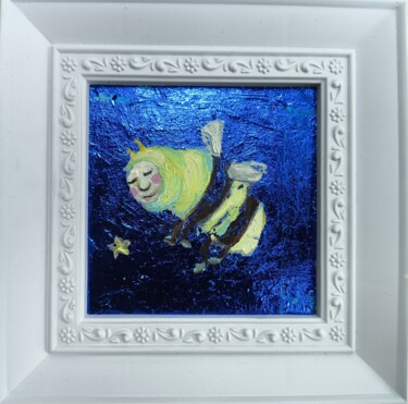 Bee Original Framed Honeybee Oil Painting Bumblebee Art 绘画 标题为“Bee Original Framed…” 由Svetlana Sindere, 原创艺术品, 油 安装在纸板上