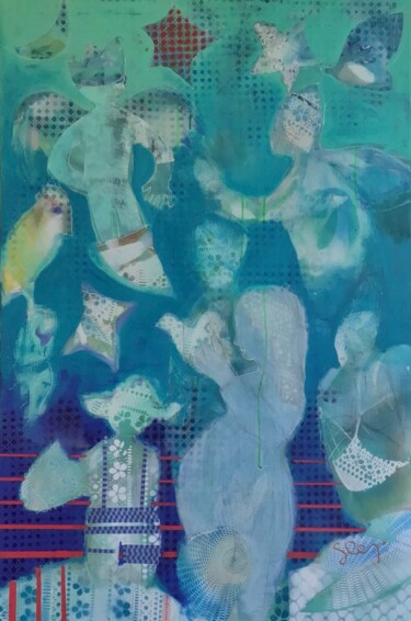 绘画 标题为“Nous sommes faits d…” 由Sarah Lanyi, 原创艺术品, 丙烯 安装在木质担架架上