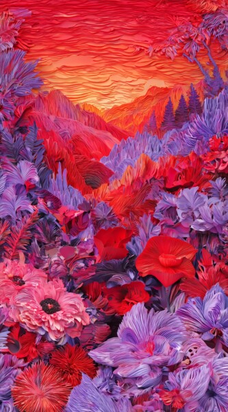 数字艺术 标题为“Valley of Petals” 由Alberto Capitani, 原创艺术品, AI生成的图像