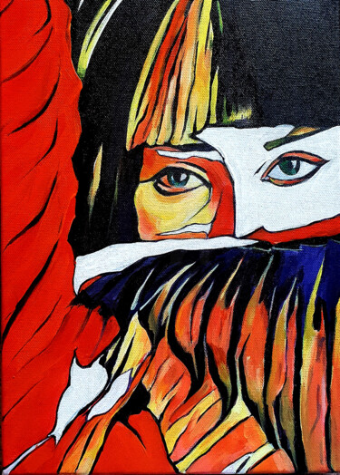 绘画 标题为“Sensu no Me  (扇子の目)” 由Anna Efremova (Perekrestova), 原创艺术品, 丙烯 安装在木质担架架上