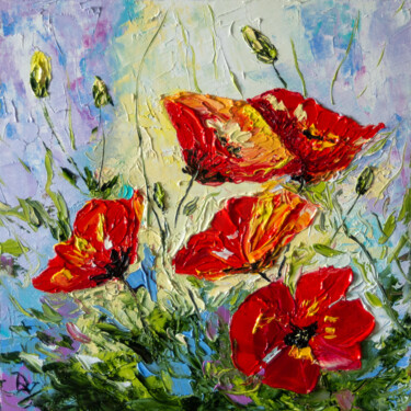 Peinture intitulée "Wild poppies" par Vladyslav Durniev, Œuvre d'art originale, Huile Monté sur Châssis en bois