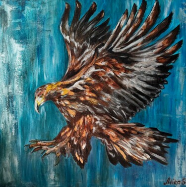 Painting titled "Eagle" by Mika Shigeru, Original Artwork, Acrylic Mounted on Wood Stretcher frame