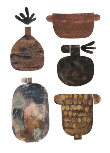 Collages titled ""Wabi Vessels"- Pap…" by Yulia Domina, Original Artwork, Acrylic