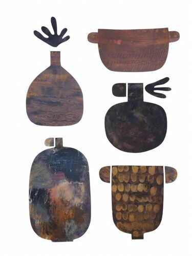 Collages intitulée ""Wabi Vessels"- Pap…" par Yulia Domina, Œuvre d'art originale, Acrylique