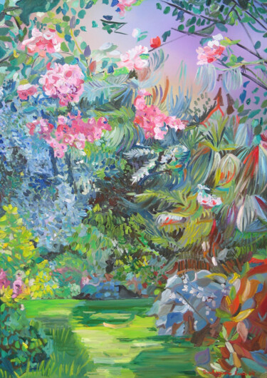 绘画 标题为“Blooming garden 9.” 由Ruth Dubayová, 原创艺术品, 油 安装在木质担架架上