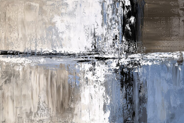Neutral Balance – Modern Abstract Painting in Grey, Beige 绘画 标题为“Neutral Balance – M…” 由Tatiana Malinovscaia, 原创艺术品, 丙烯 安装在木质担架架上