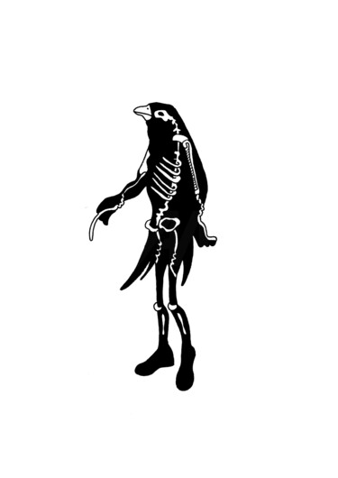 图画 标题为“Oiseau mort-vivant 1” 由Adrien Blatzezyk, 原创艺术品, 墨