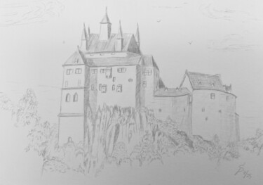 Zeichnungen mit dem Titel "Burg Kriebstein" von Stefan Dhein, Original-Kunstwerk, Silberstift