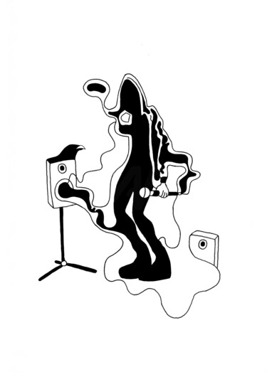 Drawing titled "Le concert" by Adrien Blatzezyk, Original Artwork, Ink