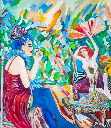Respect For Lautrec III 绘画 标题为“Respect For Lautrec…” 由Göknil Gümüş Sungurtekin, 原创艺术品, 油 安装在木质担架架上