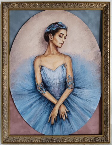 绘画 标题为“Blue Ballerina port…” 由Olesya Ermolaeva, 原创艺术品, 油 安装在纸板上