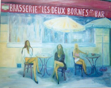 绘画 标题为“SCENE BRASSERIE A N…” 由Roger Maës, 原创艺术品, 油 安装在木板上