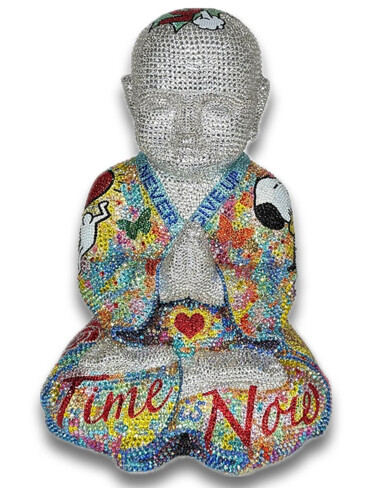 Live Buddha - Original Unique Swarosvy Crystals Sculpture 雕塑 标题为“Live Buddha - Origi…” 由Gardani, 原创艺术品, 铸件
