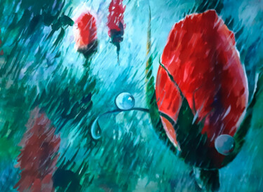 Red Roses 绘画 标题为“Red Roses” 由Yerkezhan Kamentayeva, 原创艺术品, 油