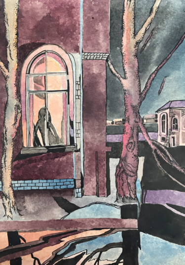 绘画 标题为“Window of Solitude…” 由Yerkezhan Kamentayeva, 原创艺术品, 丙烯