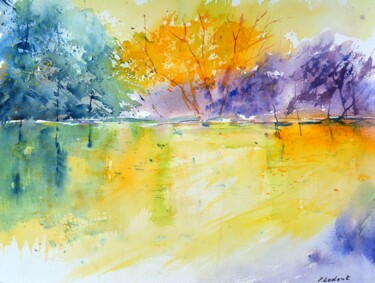绘画 标题为“Colourful pond” 由Pol Ledent, 原创艺术品, 水彩