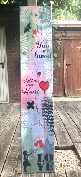 YOU ARE LOVED 绘画 标题为“YOU ARE LOVED” 由Heike Schröder, 原创艺术品, 丙烯 安装在木质担架架上