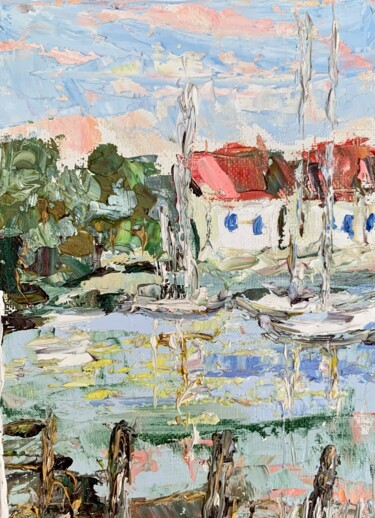 Картина под названием "Netherlands Landsca…" - Vilma Gataveckiene, Подлинное произведение искусства, Масло