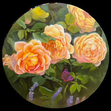 绘画 标题为“Roses” 由Anastasiia Alokhina, 原创艺术品, 油 安装在木质担架架上