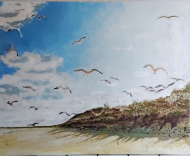 Painting titled "Atlantique II" by Pacco Maurin, Original Artwork, Oil Mounted on Wood Stretcher frame