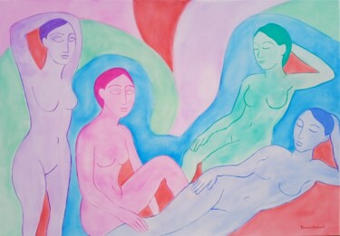 绘画 标题为“Les baigneuses à la…” 由Damien Berrard, 原创艺术品, 丙烯 安装在木质担架架上