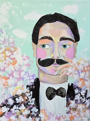 绘画 标题为“Vintage Gatsby port…” 由Elaina Arty, 原创艺术品, 丙烯 安装在木质担架架上