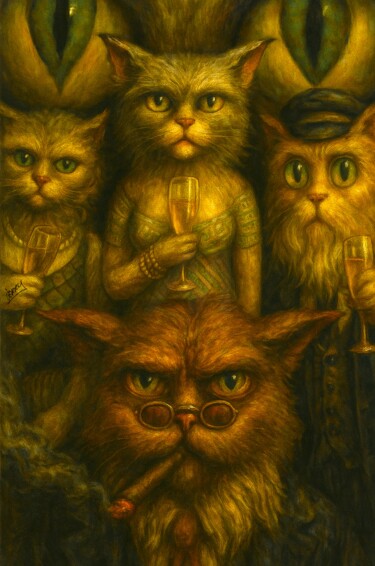 绘画 标题为“Catty People” 由Spencer Derry, 原创艺术品, AI生成的图像