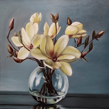 Magnolia Blossom Painting titled "Magnolia Blossom" by Nurgaliy Abdigaliyev, Original Artwork, Oil