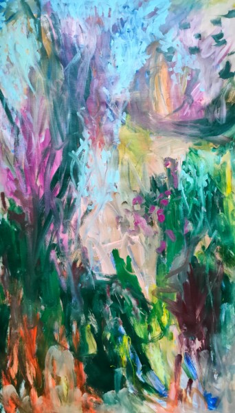 绘画 标题为“Flower bush” 由Emily Starck, 原创艺术品, 丙烯 安装在木质担架架上