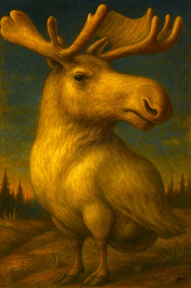 绘画 标题为“Moose Goose” 由Spencer Derry, 原创艺术品, AI生成的图像