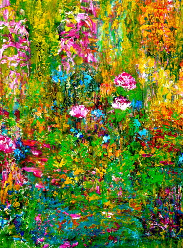 绘画 标题为“Der Garten- inspiri…” 由Blanka Mandel, 原创艺术品, 丙烯 安装在木质担架架上
