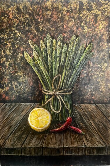 绘画 标题为“Still life with asp…” 由Oxana Cescova, 原创艺术品, 丙烯 安装在木板上
