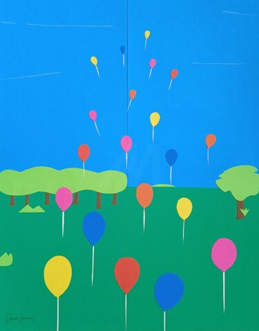 拼贴 标题为“Les ballons🎈” 由Damien Berrard, 原创艺术品, 拼贴