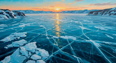 Winter Dusk Serenity 绘画 标题为“Winter Dusk Serenity” 由Nurgaliy Abdigaliyev, 原创艺术品, 油