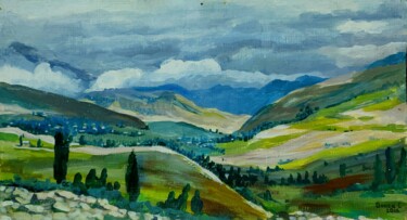 绘画 标题为“Road to Dushanbe” 由Olga Sunchali, 原创艺术品, 水粉 安装在纸板上