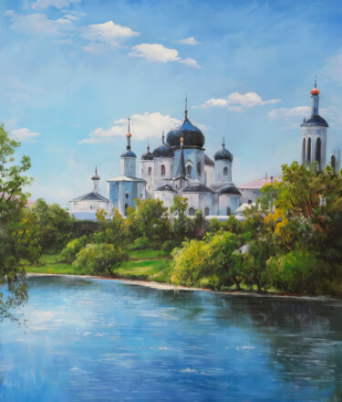 Serene Church by River 绘画 标题为“Serene Church by Ri…” 由Nurgaliy Abdigaliyev, 原创艺术品, 油