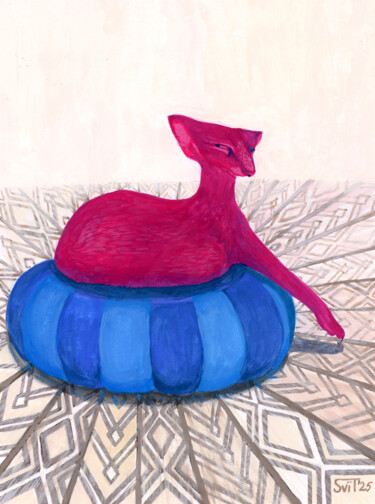 绘画 标题为“Purple Cat” 由Svitlana Tetokina, 原创艺术品, 水粉