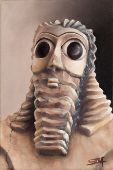 绘画 标题为“Sumerian Statuette” 由Bani Mokawas (Svlla), 原创艺术品, 油