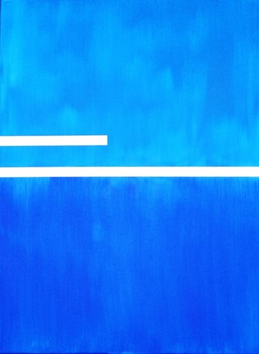 绘画 标题为“Untitled III, blue” 由Damien Berrard, 原创艺术品, 丙烯 安装在木质担架架上
