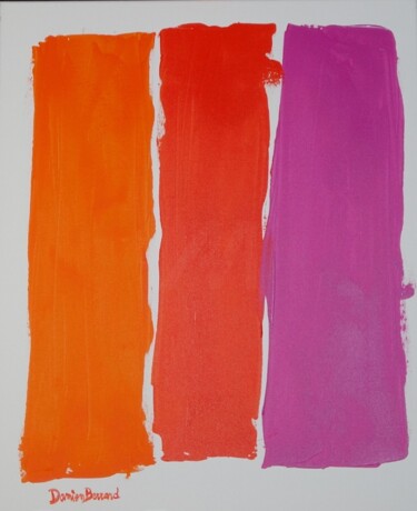 绘画 标题为“Color lines, orange…” 由Damien Berrard, 原创艺术品, 丙烯 安装在木质担架架上
