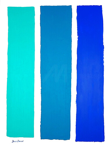 绘画 标题为“Color lines, turquo…” 由Damien Berrard, 原创艺术品, 丙烯 安装在木质担架架上