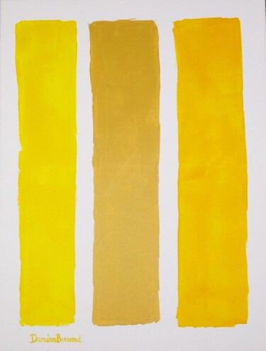 绘画 标题为“Color lines, yellow” 由Damien Berrard, 原创艺术品, 丙烯 安装在木质担架架上