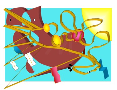 数字艺术 标题为“Race in Space aquam…” 由Simone Hardt, 原创艺术品, 数字油画