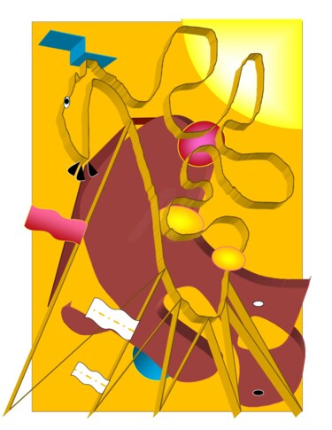 数字艺术 标题为“Race in Space orange” 由Simone Hardt, 原创艺术品, 数字油画