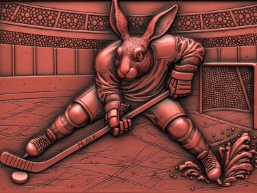 数字艺术 标题为“Ice Hockey Hare - D…” 由M Alk, 原创艺术品, AI生成的图像