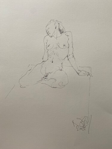 图画 标题为“Life drawing, Nadja…” 由Gergely Marton Nagy (NGM), 原创艺术品, 墨